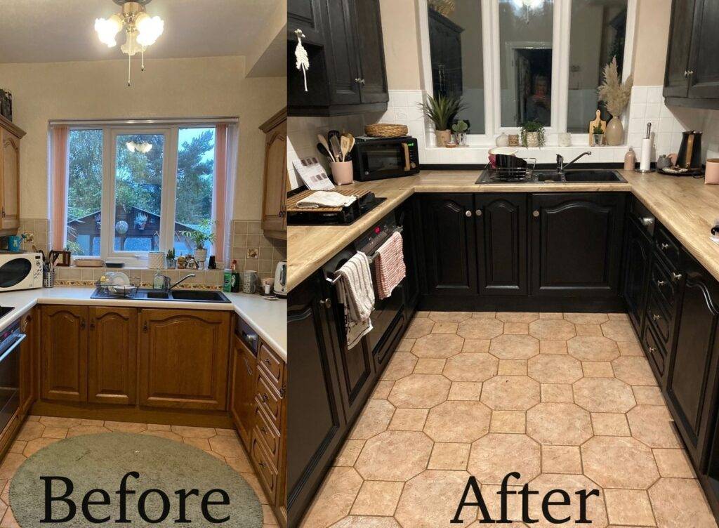kitchen-cabinet-spray-paint-before-after